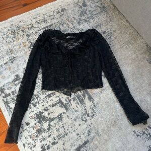 12th Tribe Elegant Black Lace Women's Top